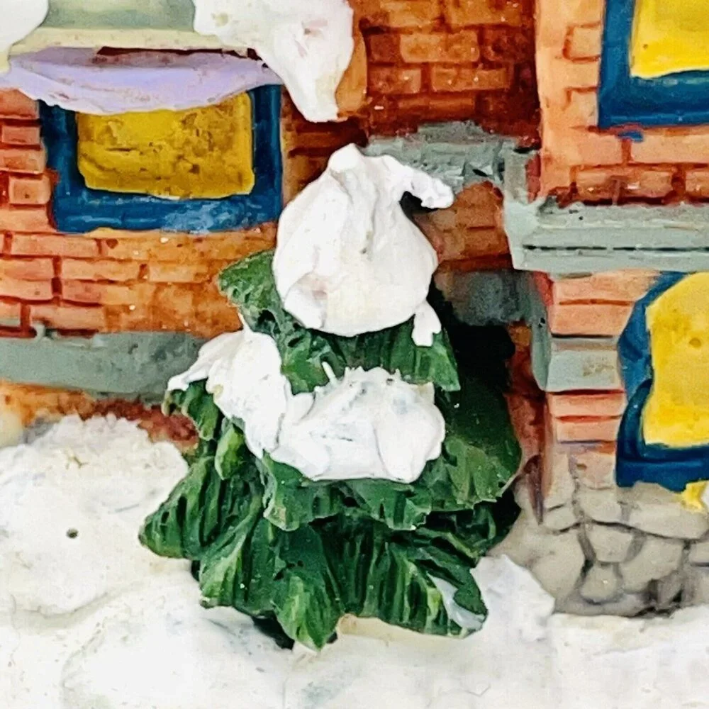 Vintage Christmas Ornament Snowy Cottage House With Trees Christmas Village